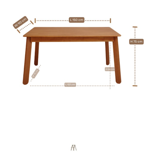โต๊ะทานข้าวไม้ยางพาราแท้ 4 ที่นั่ง MAAI DESIGN  รุ่น DEZATO TABLE M 150 CM สีโอ๊ค_5